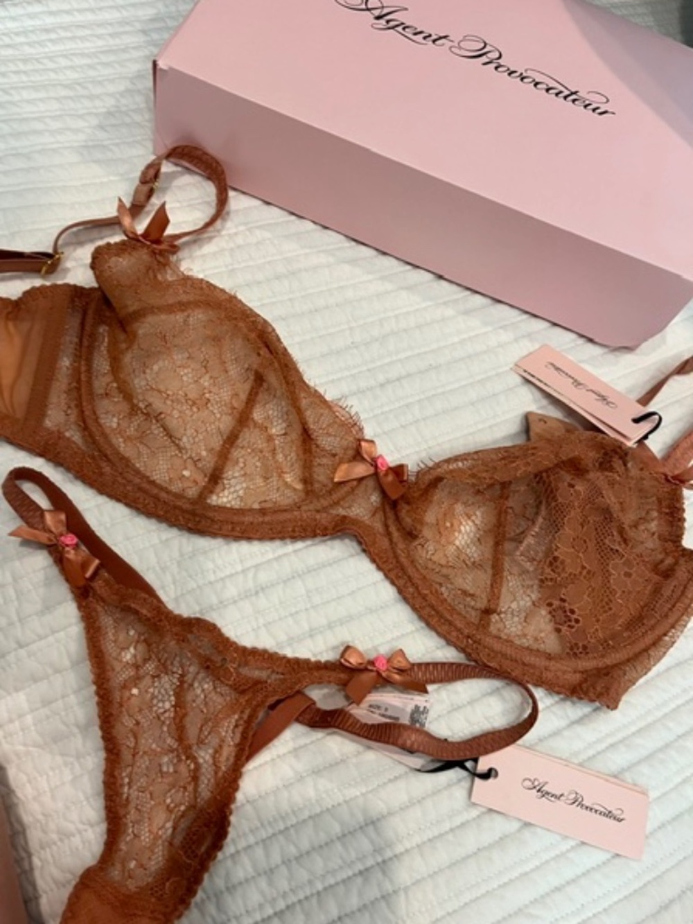 Gorgeous Agent Provocateur Lace Bra and Thong Set (NWT)